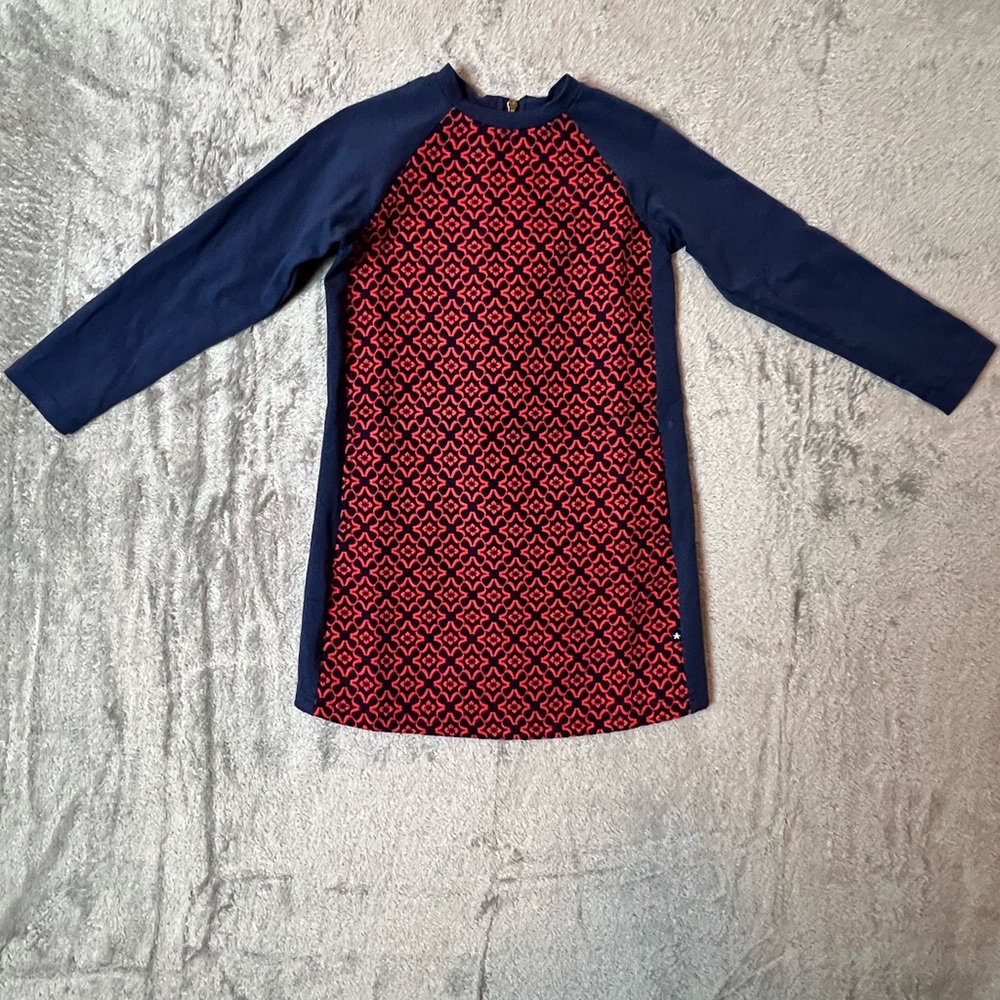 TOOBYDOO Girls Long Sleeve Sz 4Y Dress Red Blue Exposed Back Zipper EUC - Picture 2 of 6